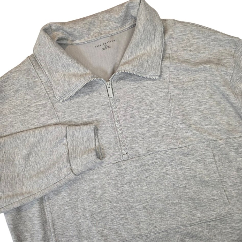 Travis Mathew Women's L Skyloft Half Zip Pullover Gray Heathered Cropped 1LE060